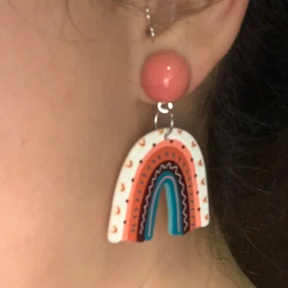 Acrylic rainbow earrings - Picture 5 of 5